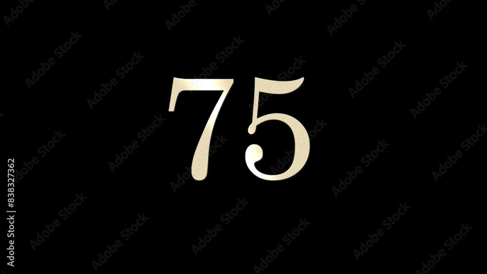 Number 75 with gold and white particles and alpha channel, numerology, number seventy five Number 75 with gold and white particles and alpha channel, numerology, number seventy five