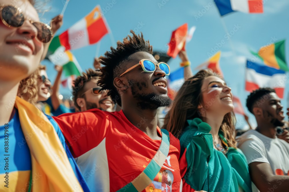 International fans from different countries celebrate the 2024 Olympic Games together in Paris.
International fans from different countries celebrate the 2024 Olympic Games together in Paris.