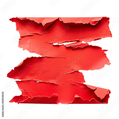 Red Paper Tear on Transparent Isolated Image