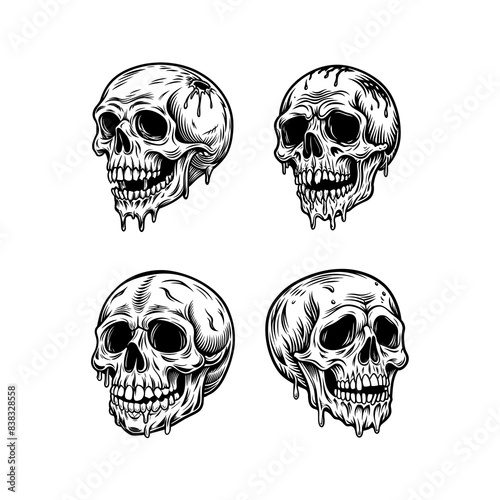 melted skul vector illustration