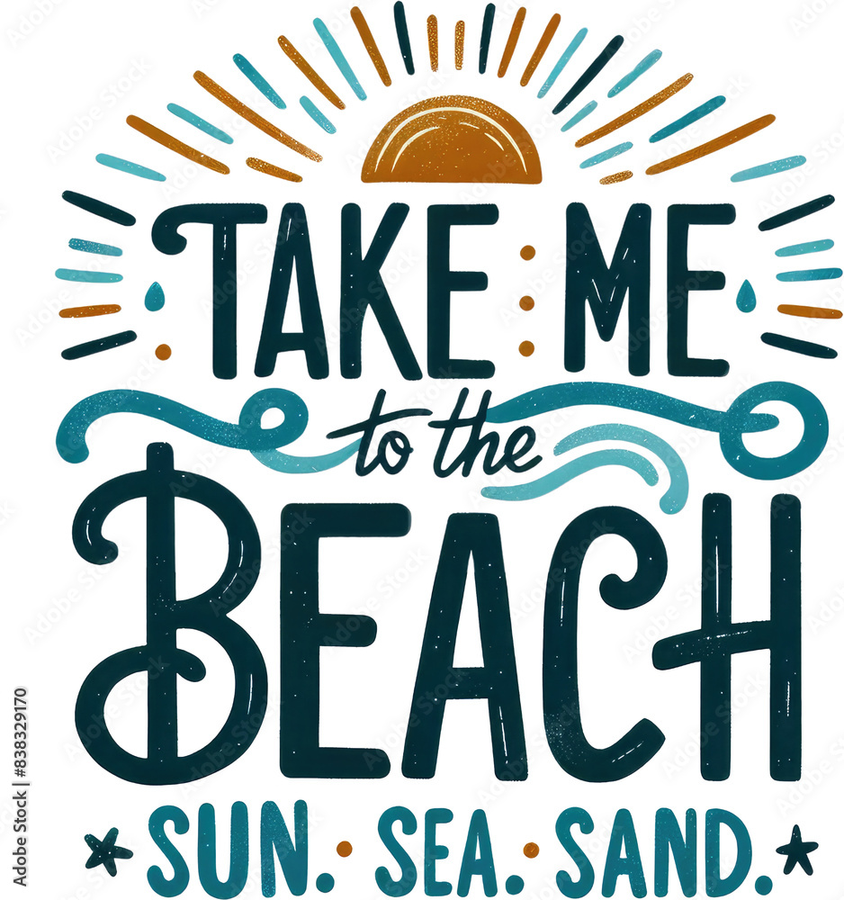 Watercolor Summer Clipart PNG with Funny Quotes: Tropical Beach