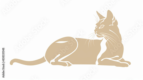 Simple  clear  artisanal stencil print style illustration of mink Tonkinese cat isolated on white background. Stencilled graphic design  modern  minimalist  trendy  product
