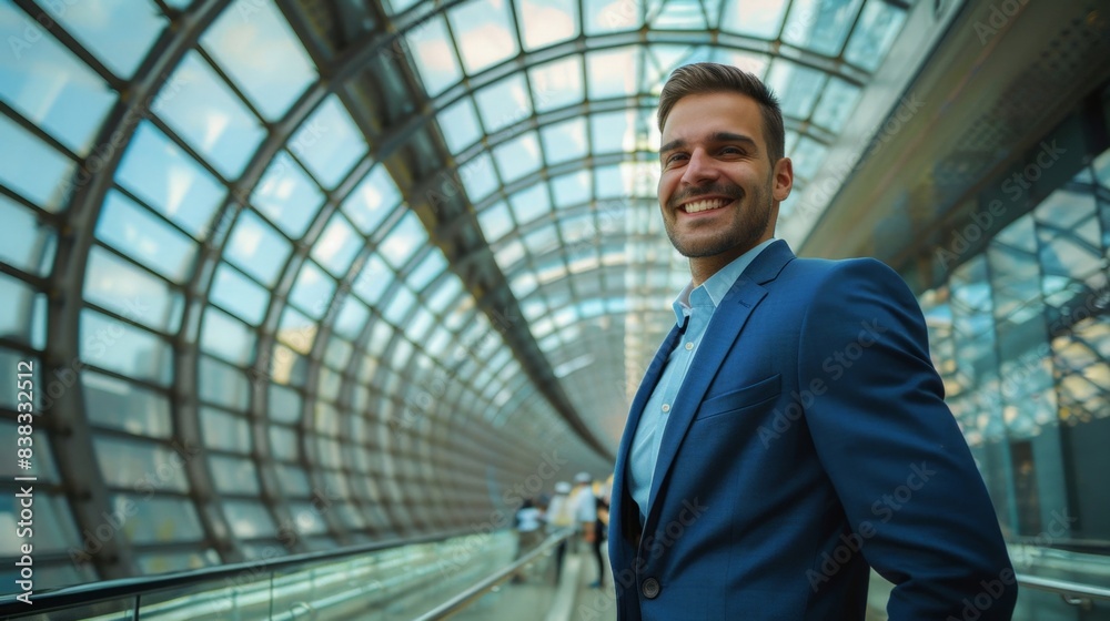 custom made wallpaper toronto digitalConfident Young Businessman Smiling in Modern Glass Corridor