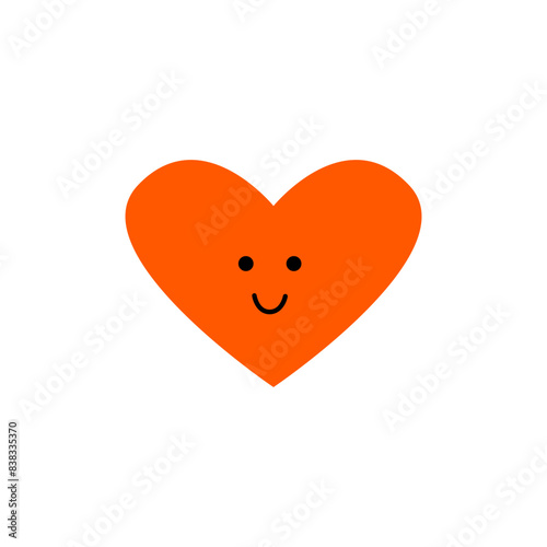 Cute heart with finny face. Vector flat illustration on isolated background photo