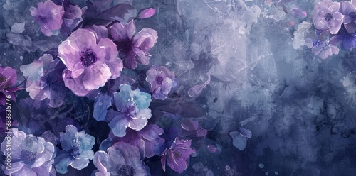 Wallpaper Mural An abstract background with many purple violet flowers on a technical grunge texture vintage rustic backdrop Torontodigital.ca