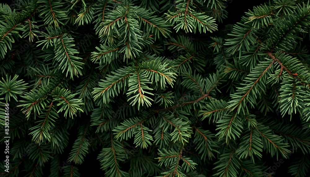 Lush Green Pine Tree Branches in Forest. Generative AI Lush Green Pine Tree Branches in Forest. Generative AI