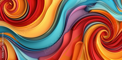 This is a new retro dynamic groovy background. Abstract colourful and textured wavy shapes design. photo
