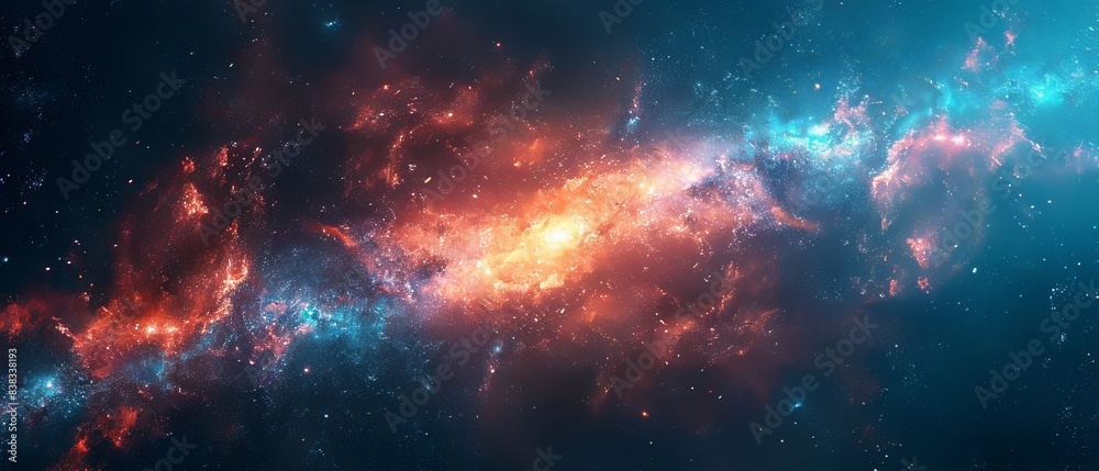 A breathtaking view of a colorful galaxy in deep space, showcasing vibrant nebulae and cosmic dust. Perfect for astronomy enthusiasts.