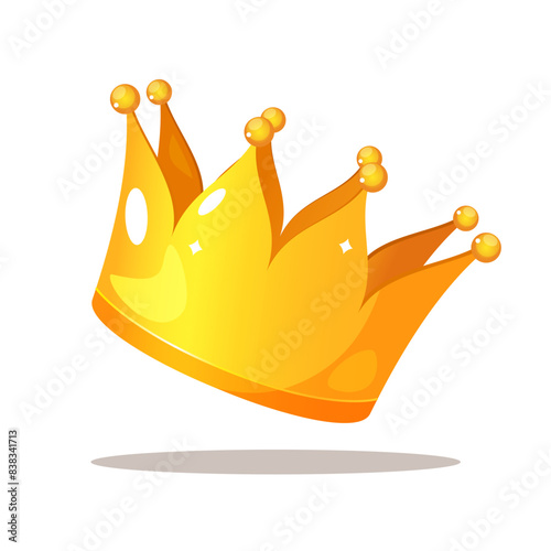 Cartoon vector royal golden crown design isolated on white background.

