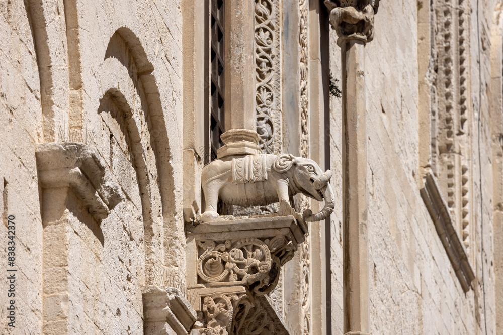 Facade of medieval Bari Cathedral (Cathedral of Saint Sabinus), Bari, Italy, Apulia