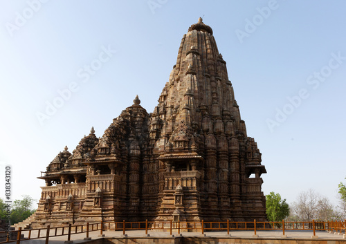 Close view of Kandariya Mahadeva Temple in the Khajuraho temple complex, India