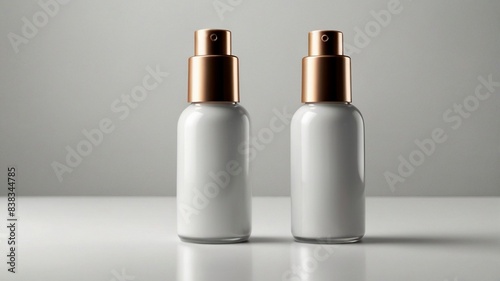 two cosmetic bottles on white background mockup 