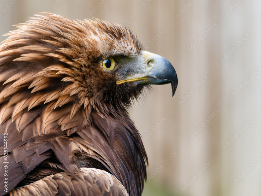 Portrait of a majestic Golden Eagle Aquila chrysalis. Majestic hawk icon, with its sharp profile and intense gaze, symbolizing vision, focus, and determination. Portrait of a majestic Golden Eagle Aquila chrysalis. Majestic hawk icon, with its sharp profile and intense gaze, symbolizing vision, focus, and determination.