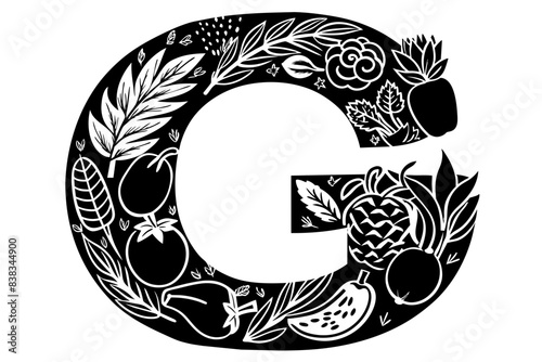 Herbal vector letters Letter G