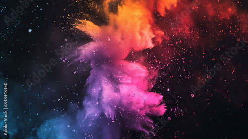 Farbenexplosion auf schwarzem Hintergrund