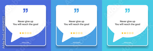 3D bubble testimonial banner, quote, infographic. Social media post template designs for quotes. Empty speech bubbles, quote bubbles and text box. Vector Illustration EPS10.