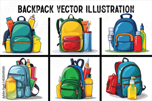 School backpack or kids schoolbag Vector illustration. Backpack Vector Illustration. Kids Backpack Vector.