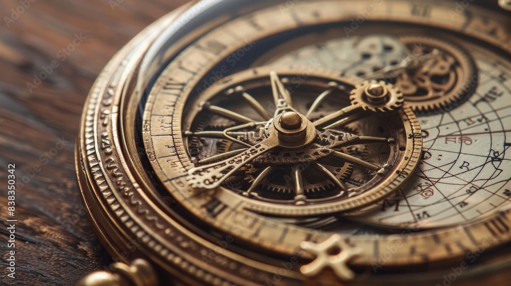 Fototapeta premium Antique Brass Astrolabe For Accurate Celestial Navigation