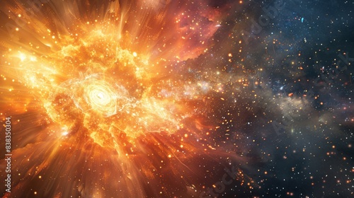 Universal explosion, big bang in space.