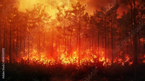 Forest fire  forest on fire. Fire Hazard
