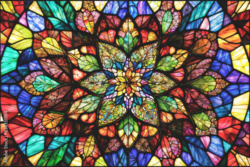 Flower stained glass window   AI Generative  not upscale