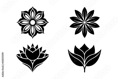 Vector icon of black and white flower