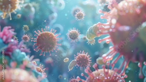 Viruses  bacteria  microorganisms  parasites  detailed image.