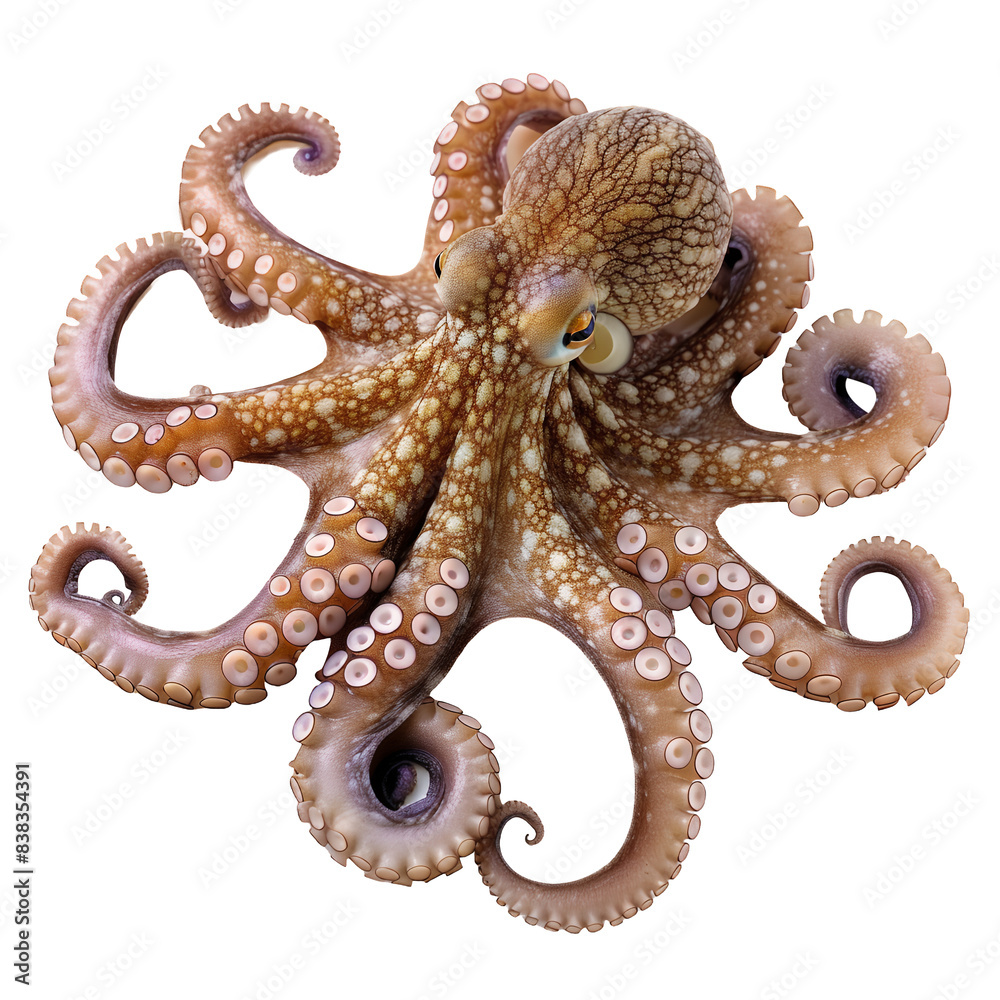 Obraz premium Beautiful Octopus Realistic Photo Isolated on Transparent Background