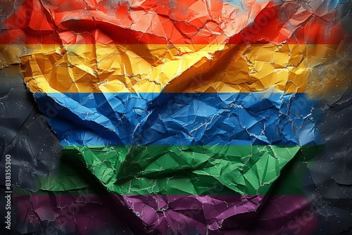 Wallpaper Mural Crumpled Rainbow Flag Texture with Multicolored Layers in Bold Abstract Design Torontodigital.ca