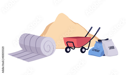 Vector set of construction essentials. Isolated background.