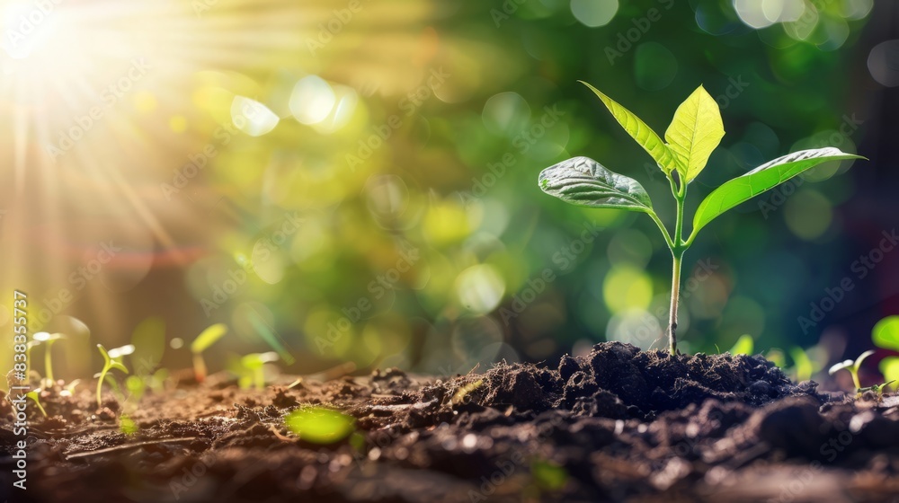 CO2 emission reduction concept, clean and friendly environment without carbon dioxide emissions. Planting trees to reduce CO2 emissions, environmental protection concept