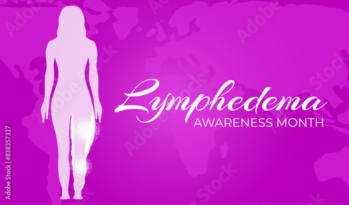 March Lymphedema Awareness Month Pink Background Illustration Banner