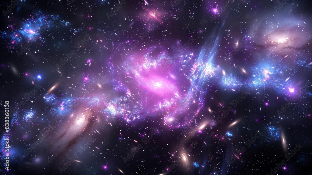 Galaxy cluster flat design front view astronomy theme animation vivid Galaxy cluster flat design front view astronomy theme animation vivid