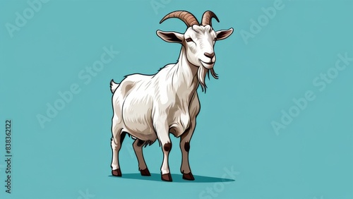 wild goat on a white