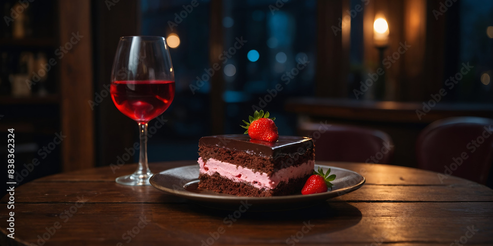 Decadent Chocolate Cake with Strawberries and Wine. Decadent Chocolate Cake with Strawberries and Wine.