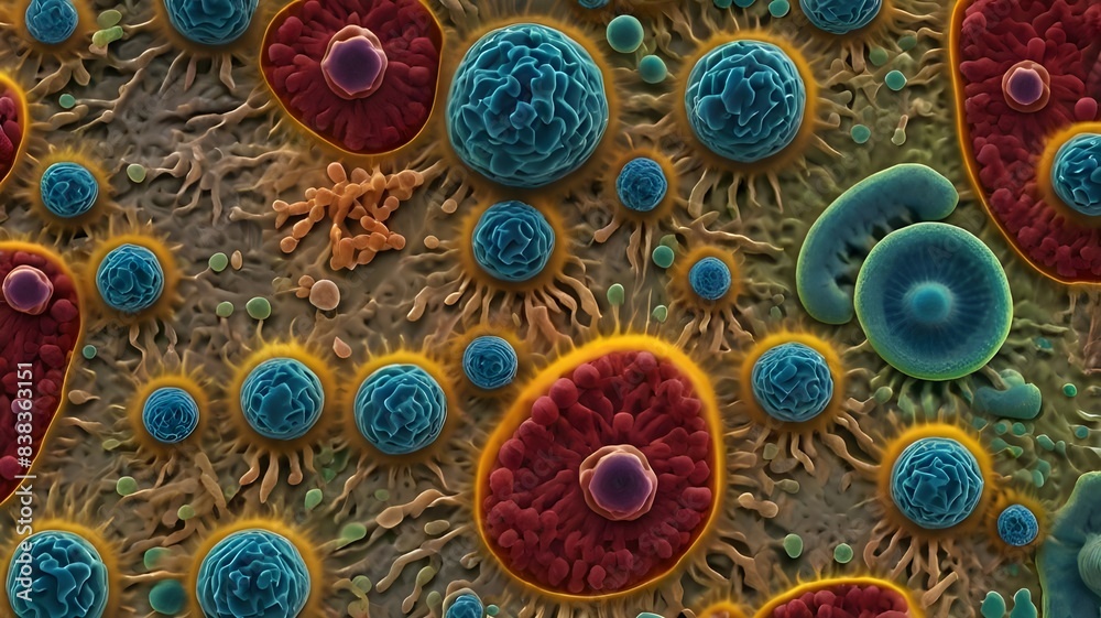 View of bacteria through a powerful electron microscope View of bacteria through a powerful electron microscope