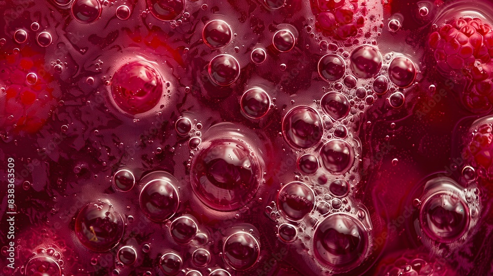 Close Up of Red Berry Jam With Bubbles. Generative AI Close Up of Red Berry Jam With Bubbles. Generative AI