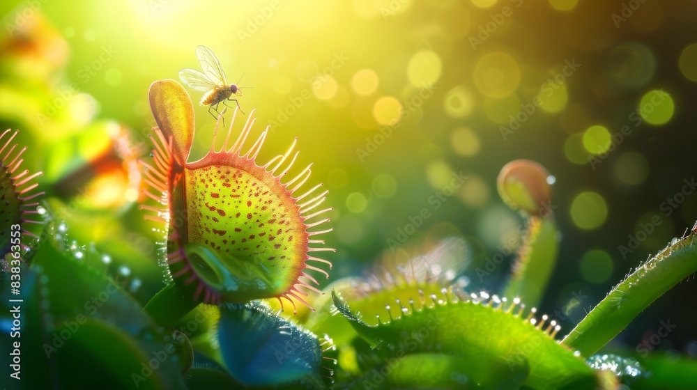 custom made wallpaper toronto digitalcarnivorous plant with fly in the style of nature