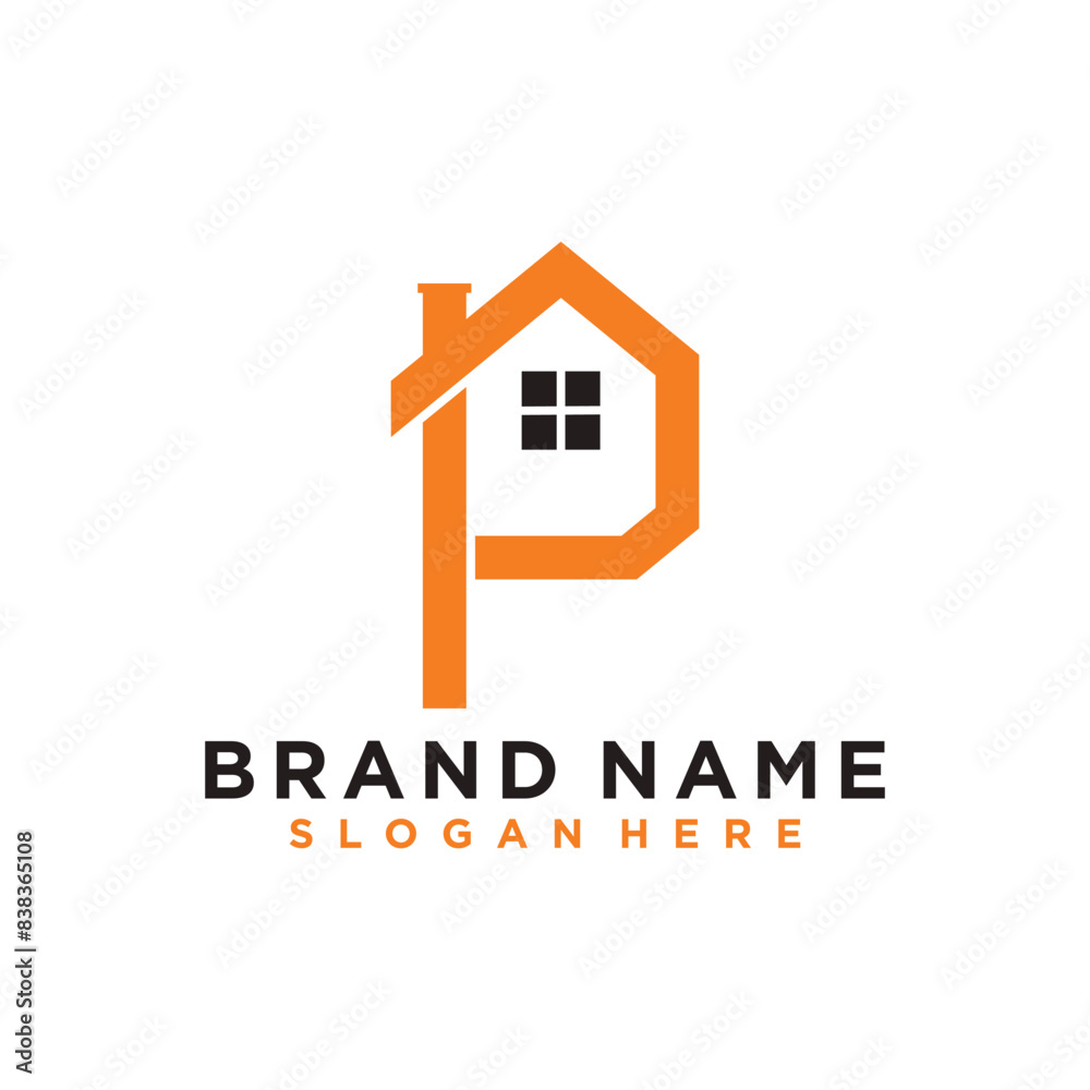 Vector letter p logo design vector with house concept idea Vector letter p logo design vector with house concept idea