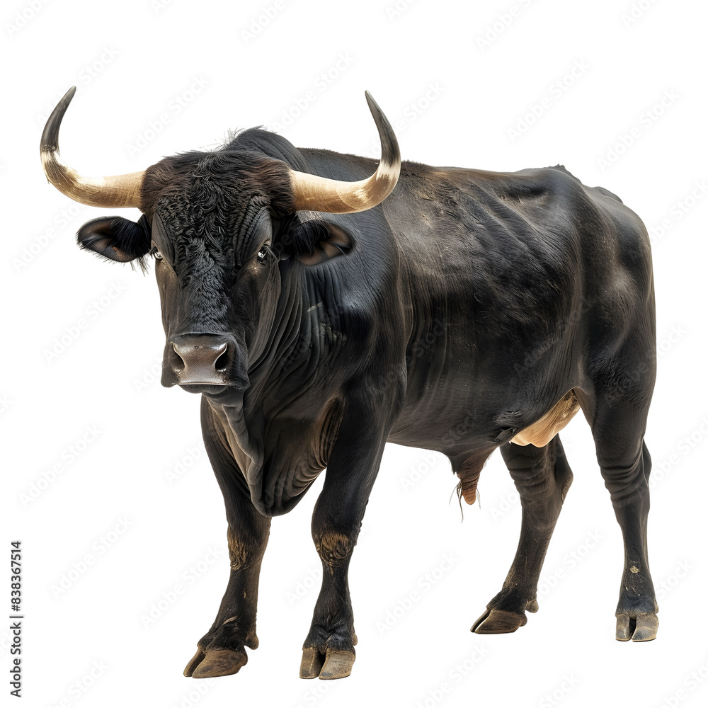 Majestic Bull Horns Isolated on transparent Background Standing Majestic Bull Horns Isolated on transparent Background Standing