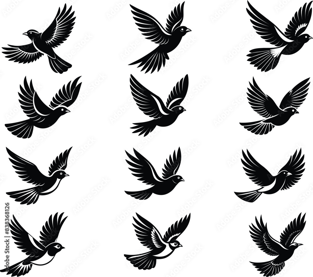 flying bird vector icons flying bird vector icons