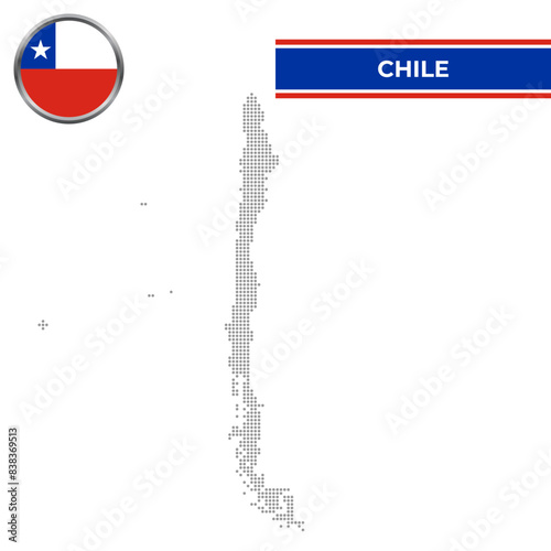 Dotted map of Chile with circular flag