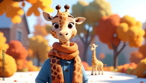 A Giraffe in 3D Cartoon Style image.