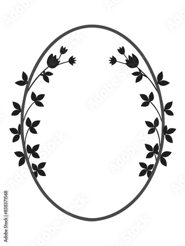  striking oval border with black leaves and branches