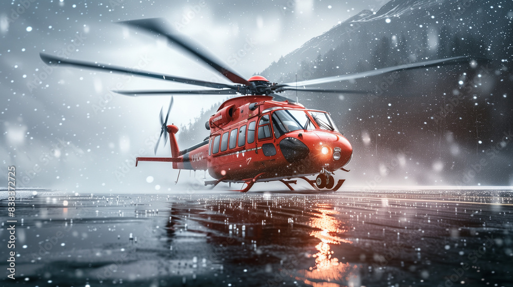 Landing rescue helicopter, Rescue, Emergency concept. Landing rescue helicopter, Rescue, Emergency concept.
