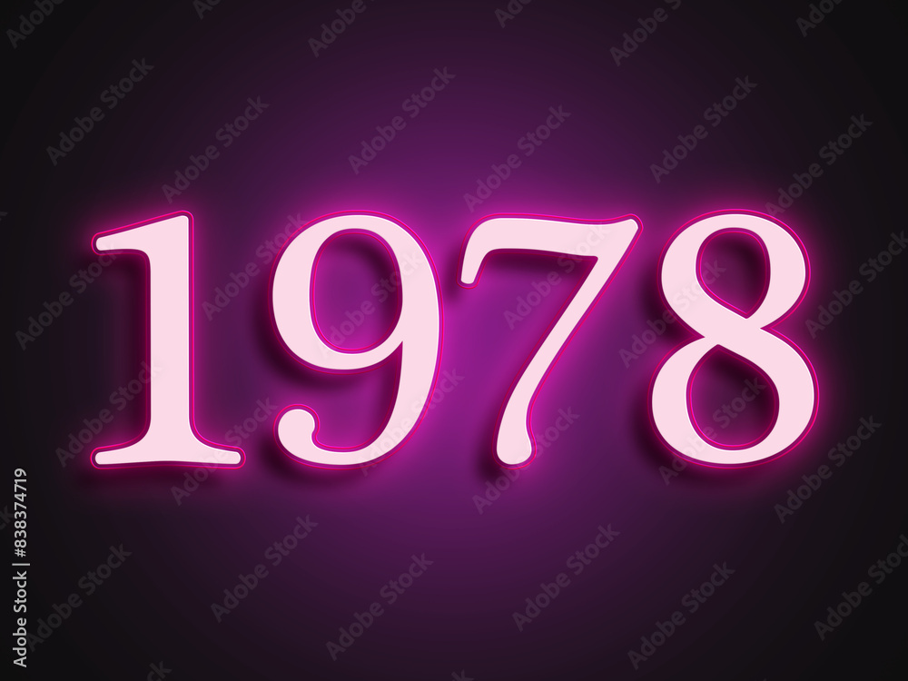 Pink glowing Neon light text effect of number 1978. Pink glowing Neon light text effect of number 1978.