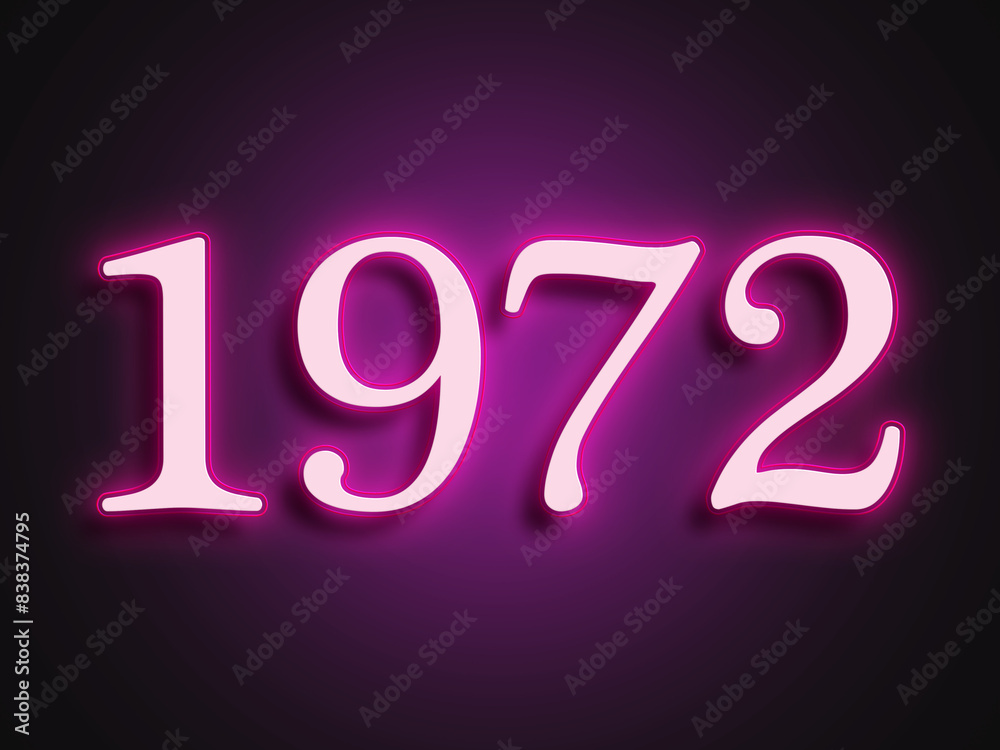 Pink glowing Neon light text effect of number 1972. Pink glowing Neon light text effect of number 1972.