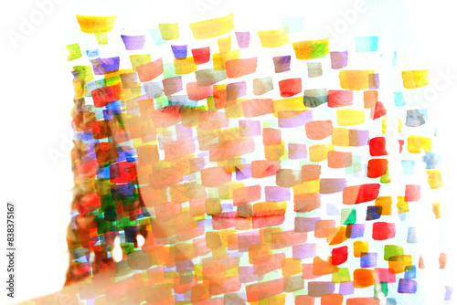 A colorful paint strokes portrait of a woman in a paintgoraphy