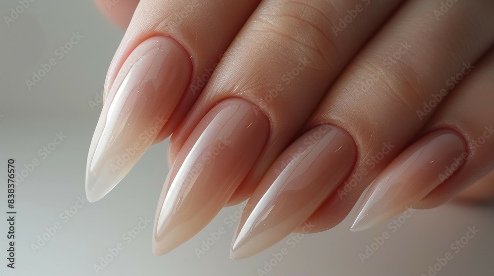 closeup shot of woman finger nails with natural colorus acrylic manicure, beauty treatment concept closeup shot of woman finger nails with natural colorus acrylic manicure, beauty treatment concept