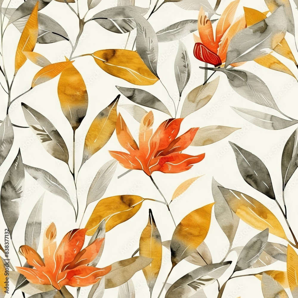 Vibrant Autumn Background with Watercolor Leaves Generative AI Vibrant Autumn Background with Watercolor Leaves Generative AI